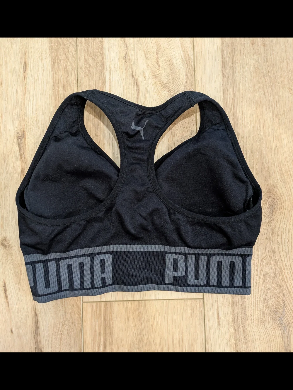 PUMA Black Racerback Logo-Trim Sports Bra - Picture 2 of 3